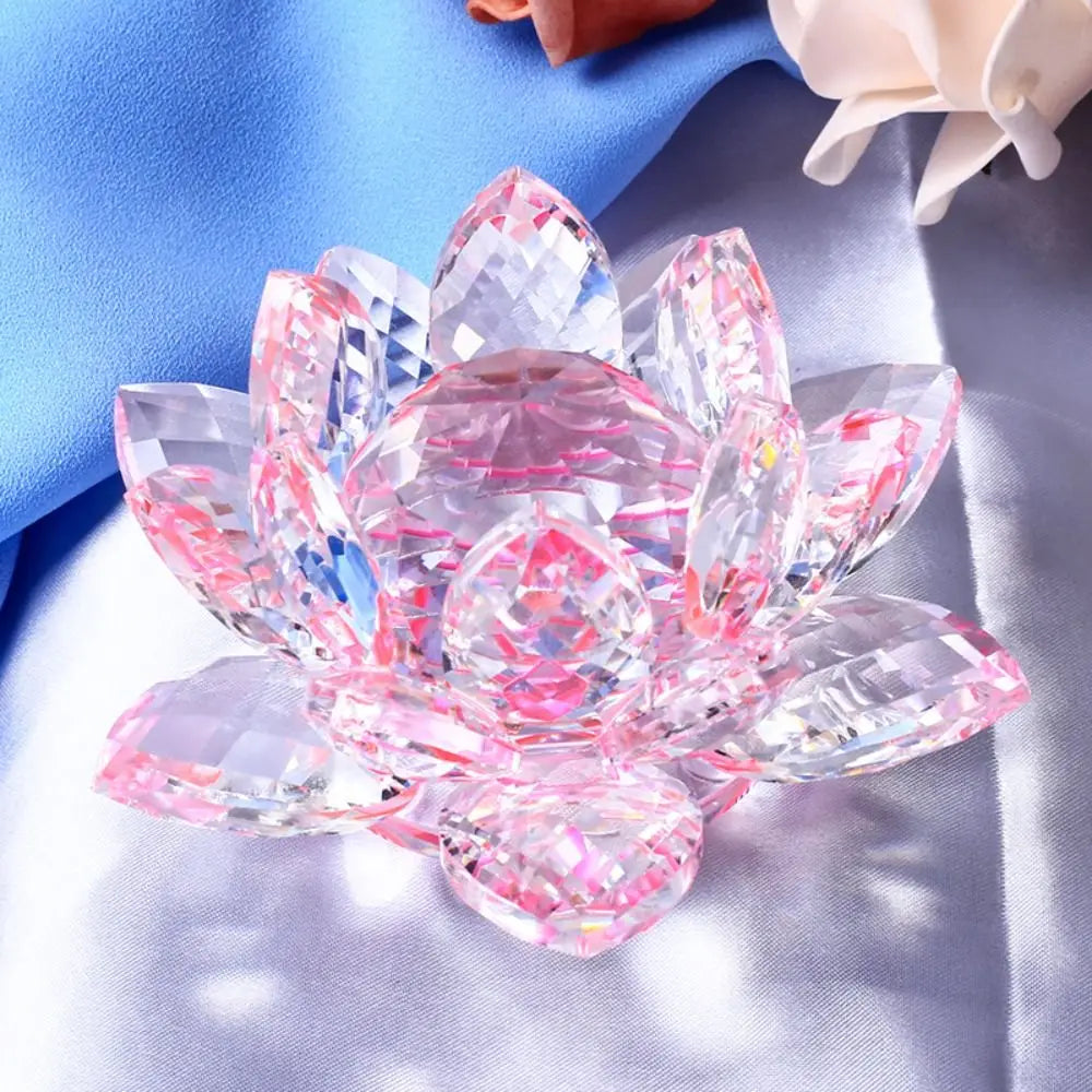 Feng shui Quartz Crystal Lotus Flower Crafts Glass Paperweight Ornaments Figurines Home Wedding Party Decor Gifts Souvenir Quick Pick Grocers