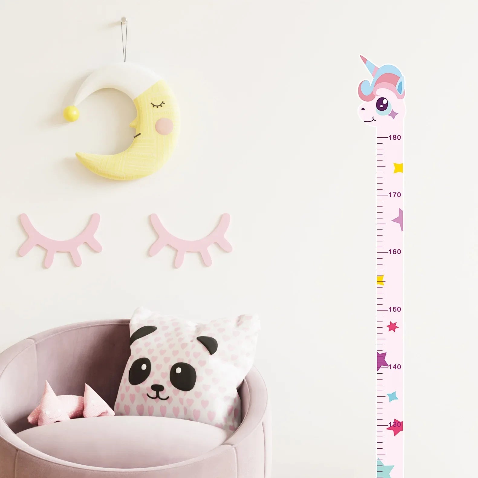 180cm Whimsical Animal Growth Chart Wall Decals: Unicorn, Dino, Giraffe Height Stickers for Nursery & Kids Room Decor Quick Pick Grocers