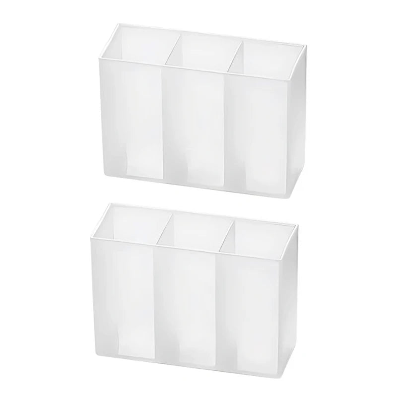 Mini Storage Box 3-Grid Plastic Makeup Brush Lipstick Storage Multi-Functional Desk Organizer for Home Kitchen Bathroom Econic Blanks