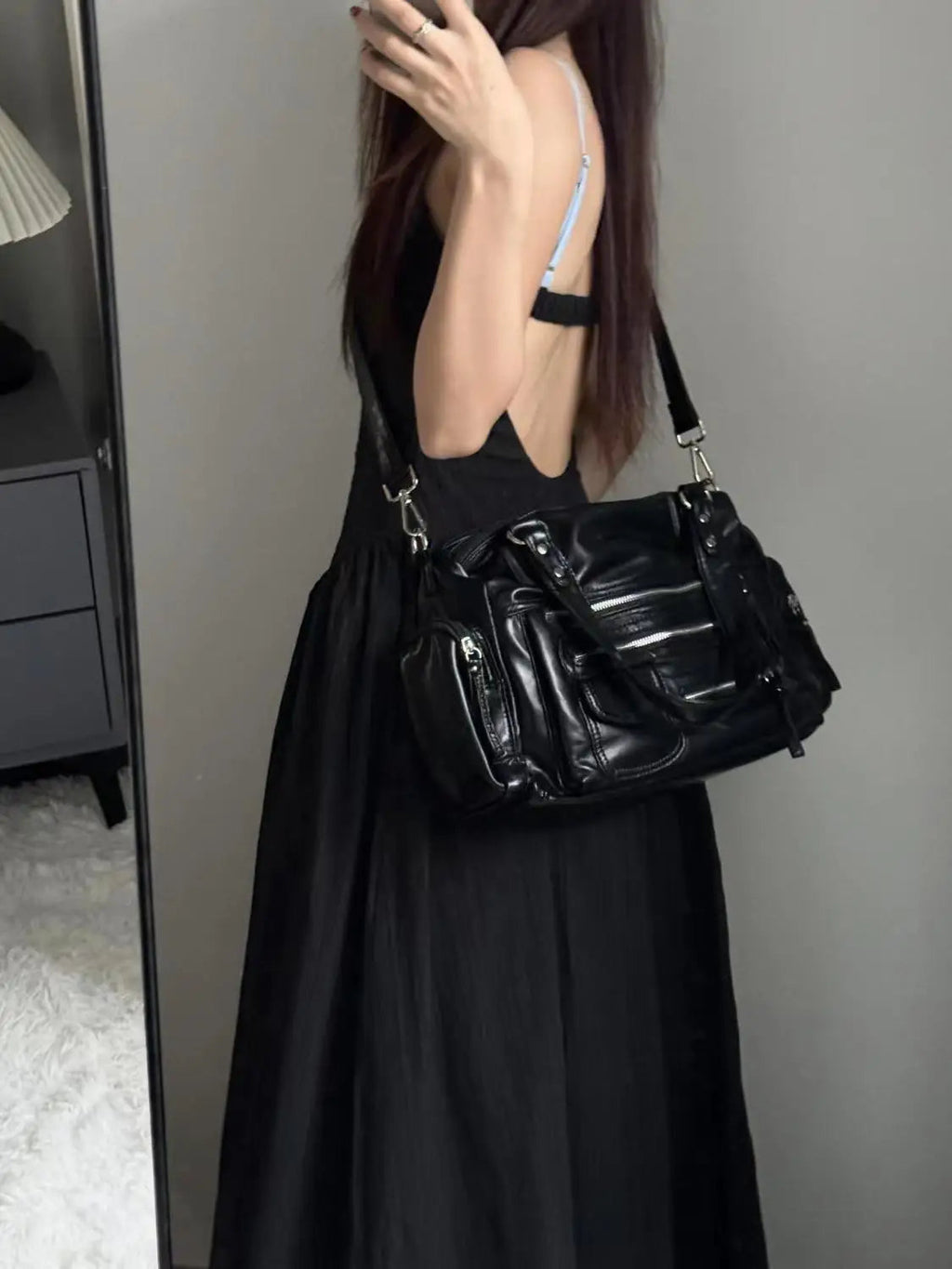 JIAERDI Vintage Black Shoulder Bags Purse Women High Street Pocket Chic Y2k Handbag Female Harajuku Casual Crossbody Bags 2025 Quick Pick Grocers