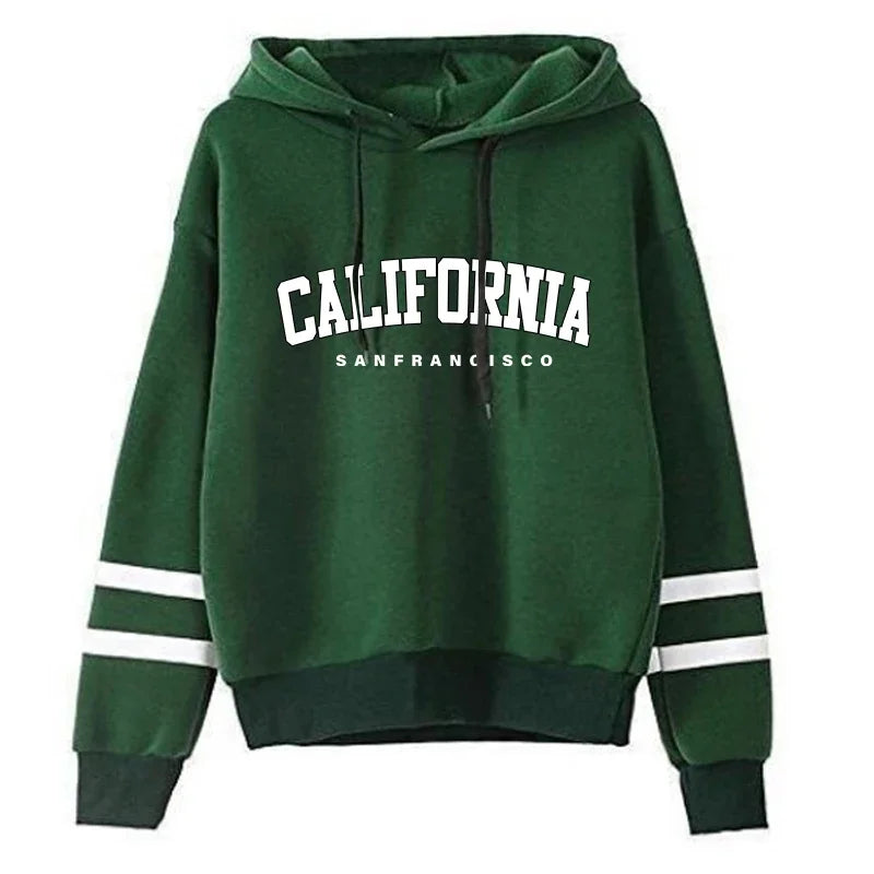 California Womens Tracksuit Casual Stripe Versatile Hooded Sweatshirt or Pants or Suit Simplicity Hot Sales Street Outfits S-3XL Quick Pick Grocers