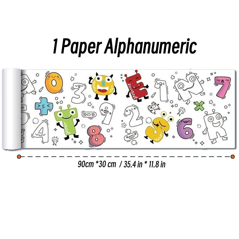 90cm Animal Canvas Children's Drawing Roll DIY Coloring Paper Roll Color Filling Graffiti Paper-cut Painting Educational School Quick Pick Grocers
