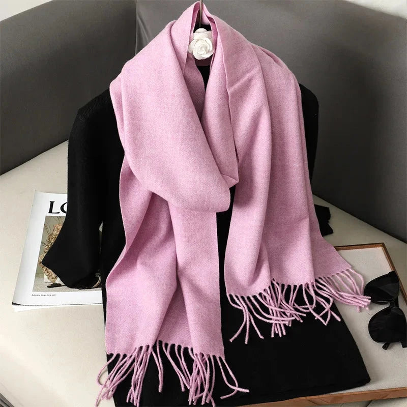 62Color Solid Women Winter Scarf Warm Thicken Cashmere Shawl Outdoor Fashion Luxury Tassels Pashmina Lady Wrap Windproof Scarves Econic Blanks