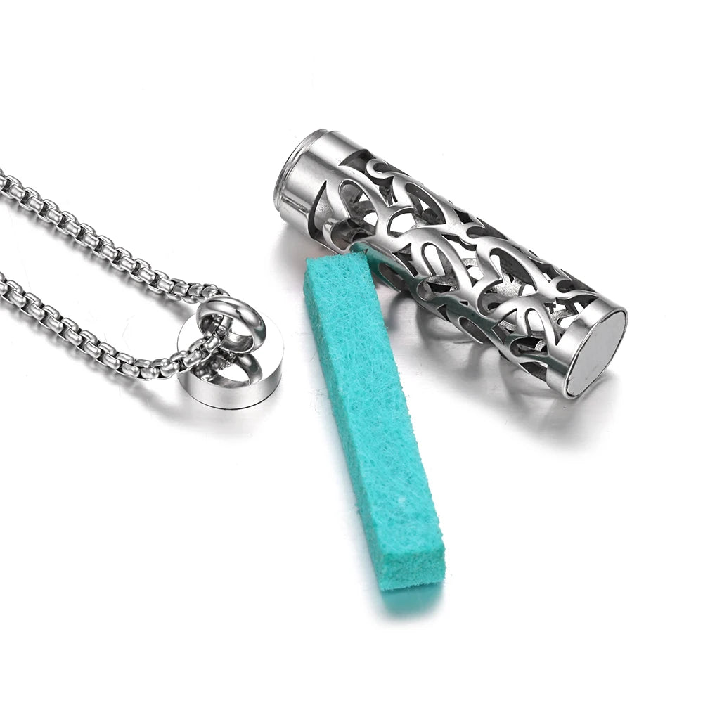 Long Strip Stainless Steel Aromatherapy Necklace Perfume Diffuser Essential Oil Diffuser Pendant Necklace Jewelry Accessories Econic Blanks