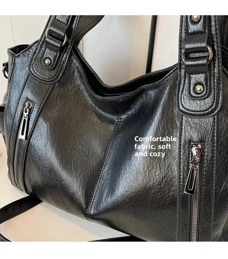 Soft Interior Compartment Shoulder Bags 2026 High Quality Contrasting Colors Bags for Women Fashion Zipper Pu Women's Handbags Quick Pick Grocers