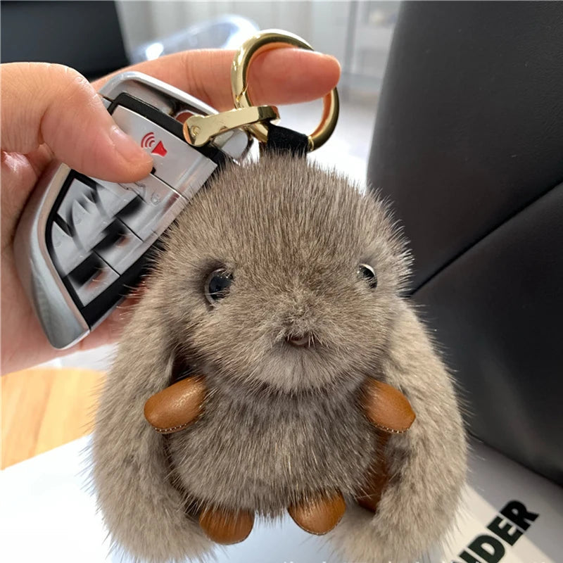 ZAKOL 15cm Fluffy Rabbit Fur Pompon Bunny Keychain Soft Cute Rabbit Toy Key Chain Bag Decoration Accessories Gift for Girls Quick Pick Grocers