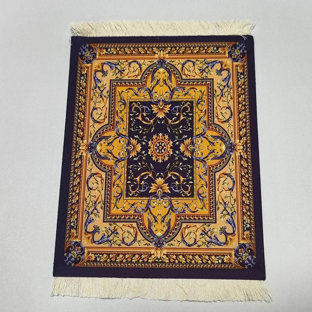 Woven flower Persian carpet small coaster wholesale merchants cheap mouse pad desk mat retro style rubber non-slip computer mats Quick Pick Grocers