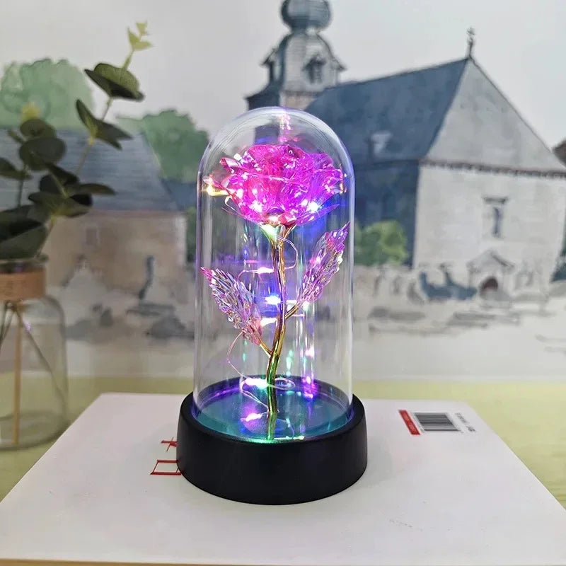 Artificial Rose Flowers Valentines Day Gift for Girlfriend Eternal Rose LED Light Foil Flower Wedding Decor Christmas Gifts Purest Peak Salt