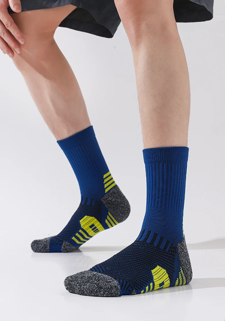 6/5/3 Pairs Men's Athletic Socks Sports Breathable Outdoor Running Compression Socks Cotton Training Long Black Stretch Socks Quick Pick Grocers