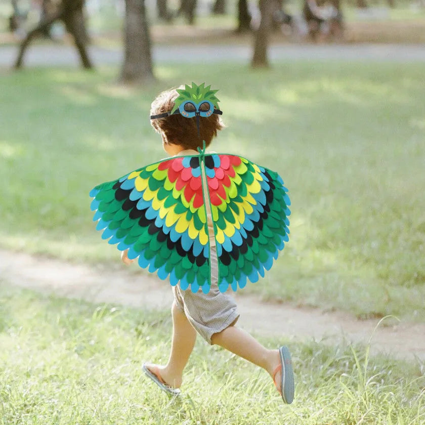 Bird Cosplay Costume Stage Performance Owl Peacock Wings Bird Felt Cape with Mask for Girls Boys Halloween Party Cloak Quick Pick Grocers