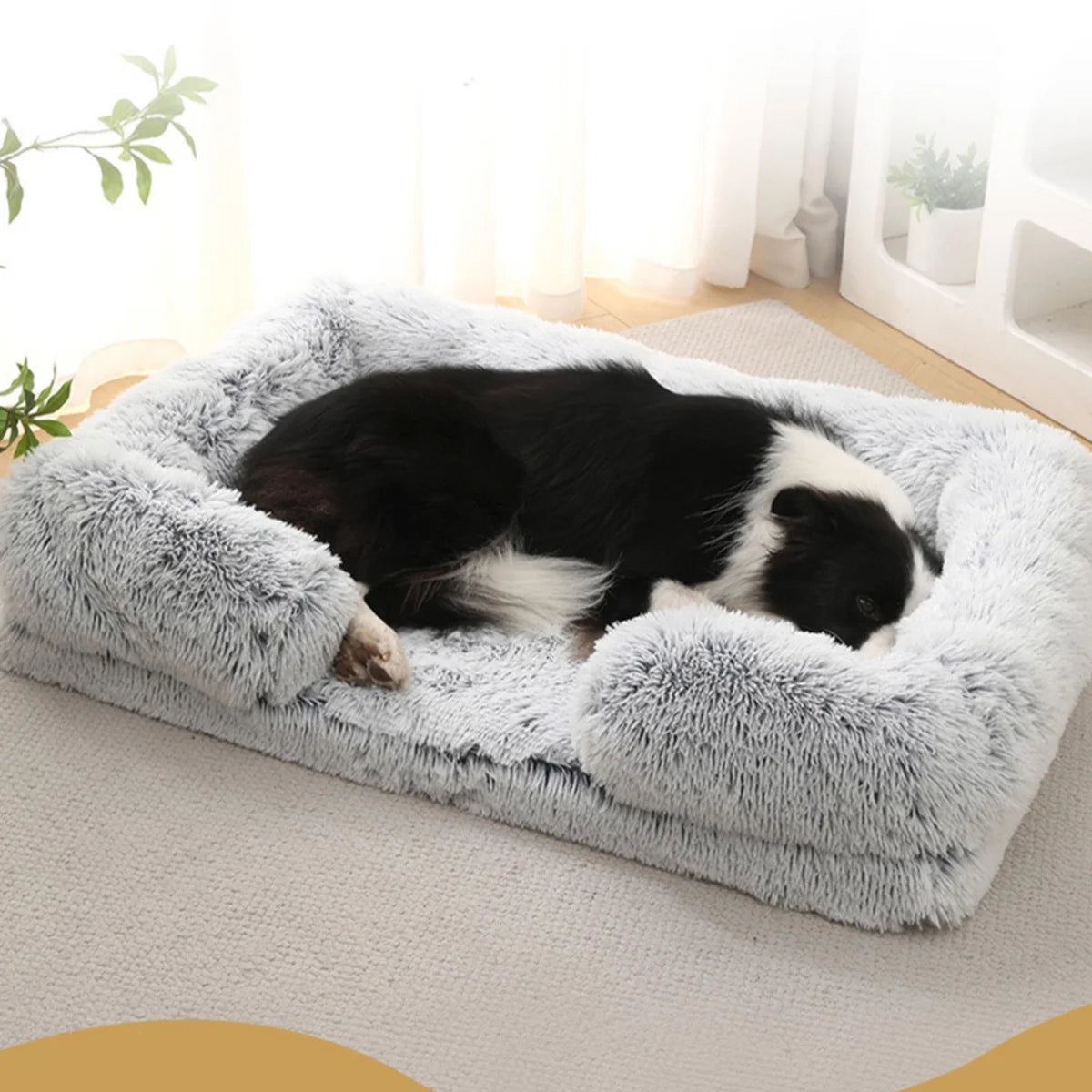 Square Dog Bed Plush Pet Bed Winter Thickened Pad House for Dogs Bed Cat Sofa for Flyffy Dogs Sleeping Bed Sofa Removable Mat Quick Pick Grocers