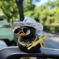 Mini Cowboy Hat Duck Car Rear View Mirror Decoration