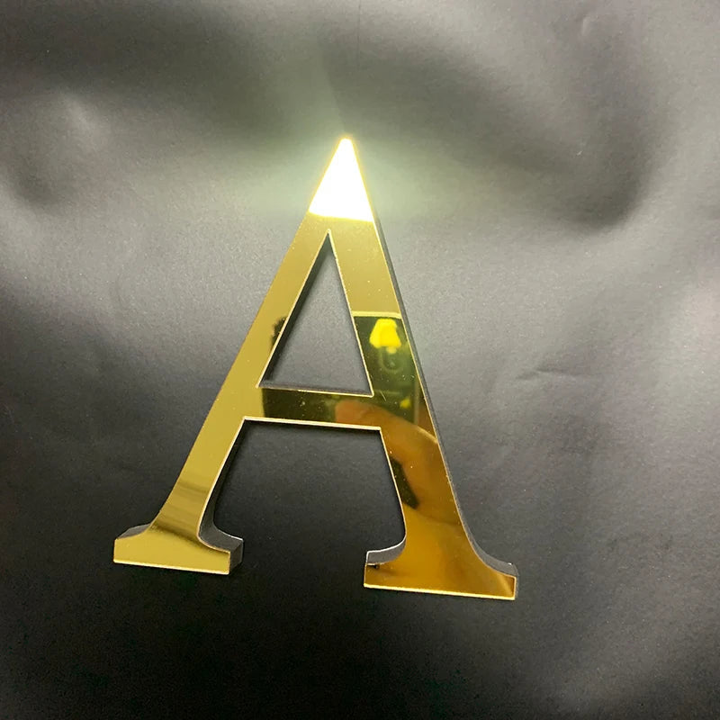 Gold English Letters Mirror 3D Wall Sticker Home Decoration Festival Party Wedding Decor Acrylic Mural Peel & Stick Wallpaper Quick Pick Grocers