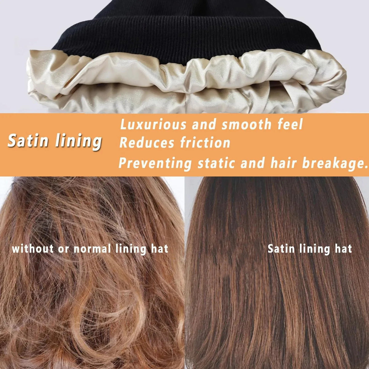Unisex Satin Lined Beanie Hat For Women Winter Silk Lining Slouchy Warm Cuffed Skullies 2Layer Hair Cover Sleep Cap Quick Pick Grocers