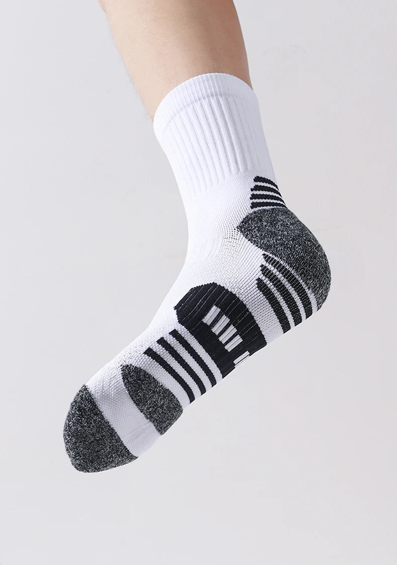 6/5/3 Pairs Men's Athletic Socks Sports Breathable Outdoor Running Compression Socks Cotton Training Long Black Stretch Socks Quick Pick Grocers