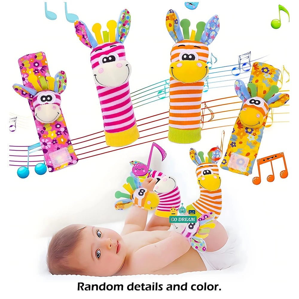 4pcs/Set Baby Infant Wrist Rattle Socks Toys 0-12 Month Girl Boy Early Educational Development Cute Toddlers Sensory Gifts Purest Peak