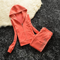 Winter Velvet Tracksuit for Women: Heavy Duty Fleece Lined Hoodie and Pants Set | Solid Color Warm Jogger Outfit Quick Pick Grocers