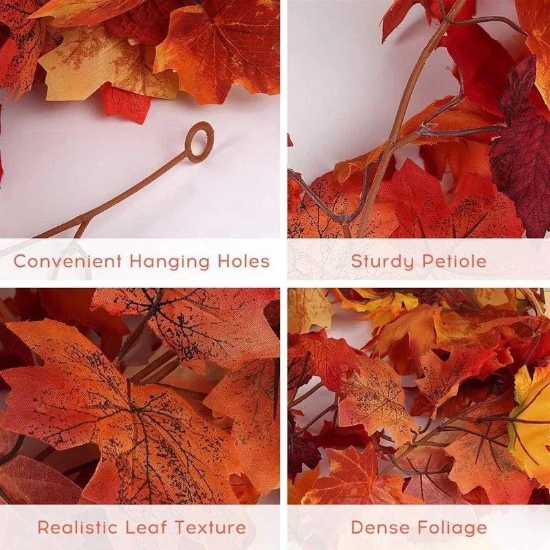 2M Artificial Fall Maple Leaf Garland Fake Plants Autumn Decor Leaves Vine for Thanksgiving Halloween Festivals Wedding Decora Quick Pick Grocers