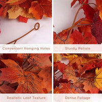 2M Artificial Fall Maple Leaf Garland Fake Plants Autumn Decor Leaves Vine for Thanksgiving Halloween Festivals Wedding Decora Quick Pick Grocers