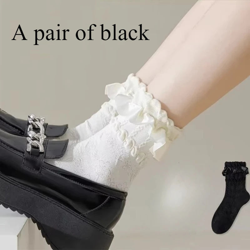 Short Lace Socks Ballet Lace Lace Tie Women Boat Sock Anti slip Bow Short Sock Girls Japanese Mary Jane Ballet Shoes Socks Quick Pick Grocers