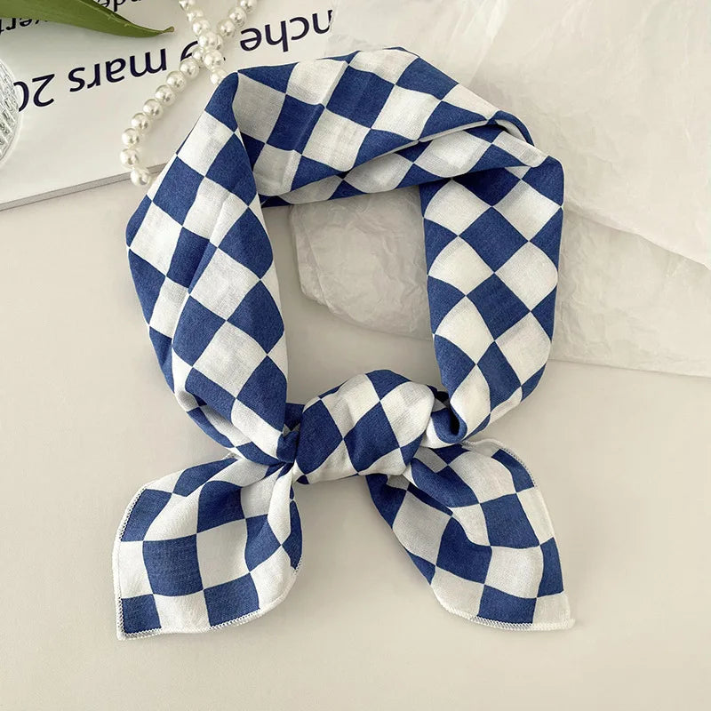 55cm Laies Headband Cotton Linen Square Scarf Women Korean College Girls Fashion Spring Autumn New Style Elegant Neck Scarves Quick Pick Grocers