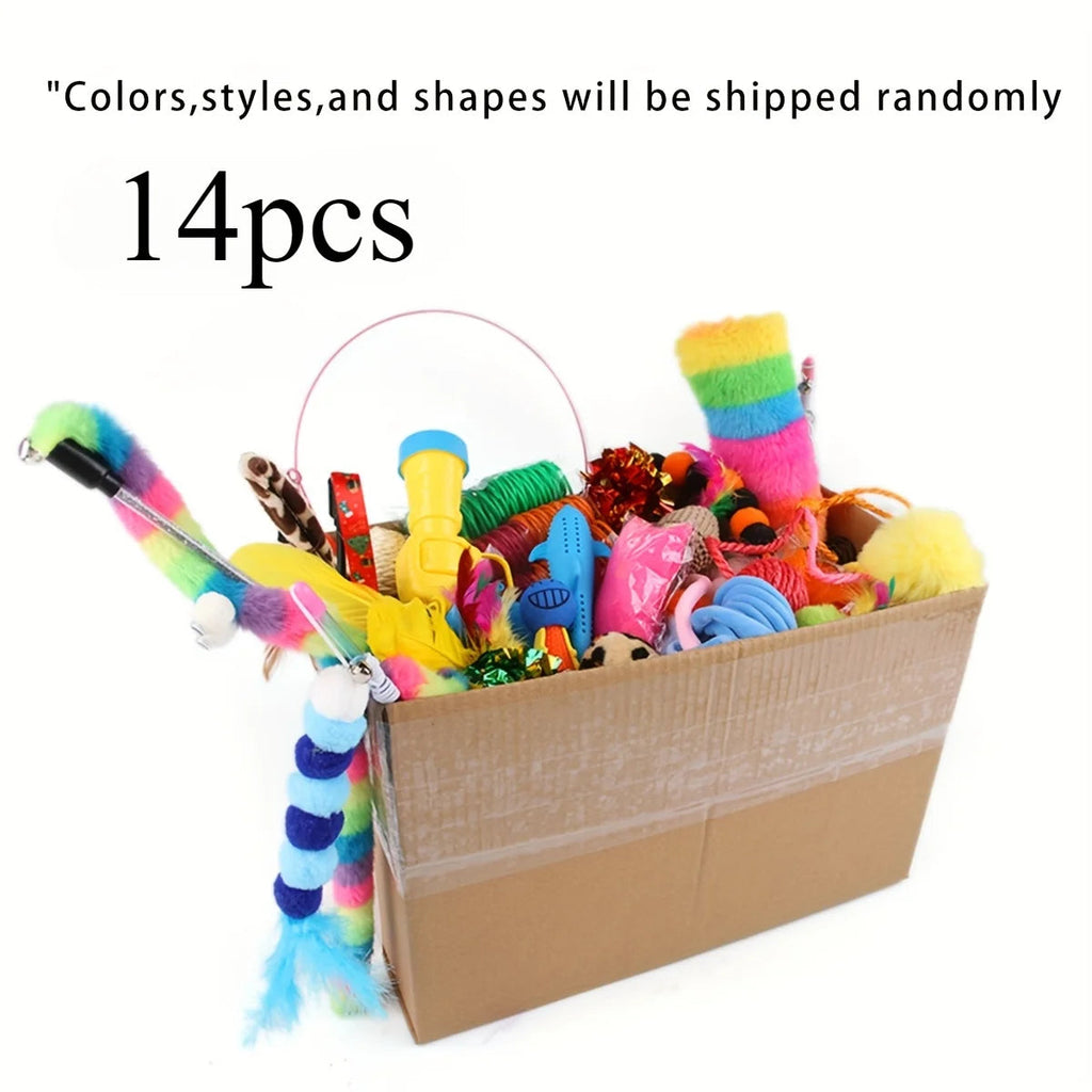 56pcs/28pcs/14pcs Cat Toys Mixed Pack. A Combination of Various Plastic Toys and Plush Toys Suitable for Multiple Cats To Play Quick Pick Grocers