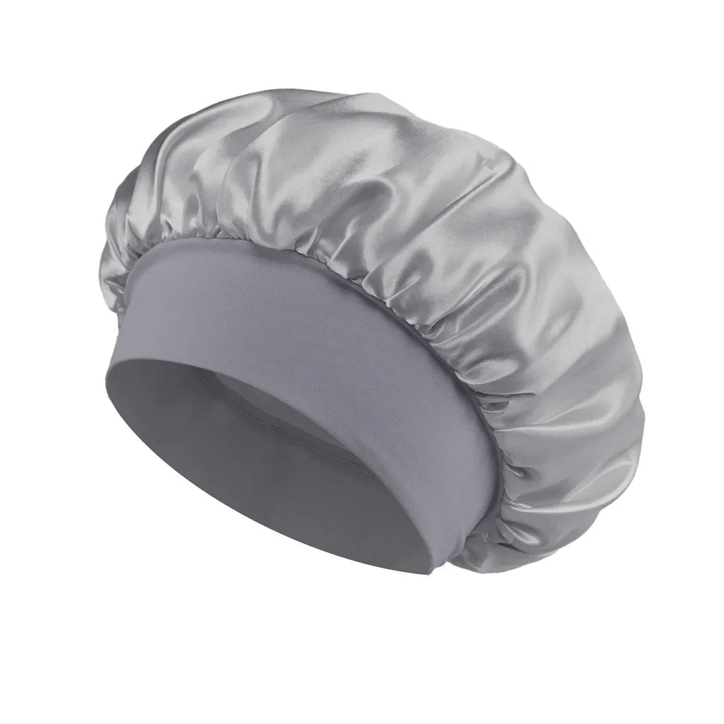 Women Satin Bonnet Hair Bonnet for Sleeping Hair Care Silk Bonnets Solid Wide-brimmed Sleeping Hat with Elastic Soft Band Econic Blanks