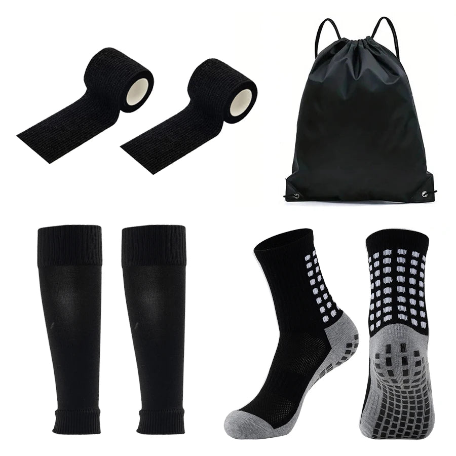 4PCS Set Non-Slip Viscose Football Socks with Drawstring Bag for Men & Women Outdoor Sports Running Basketball Leg Bandage Quick Pick Grocers
