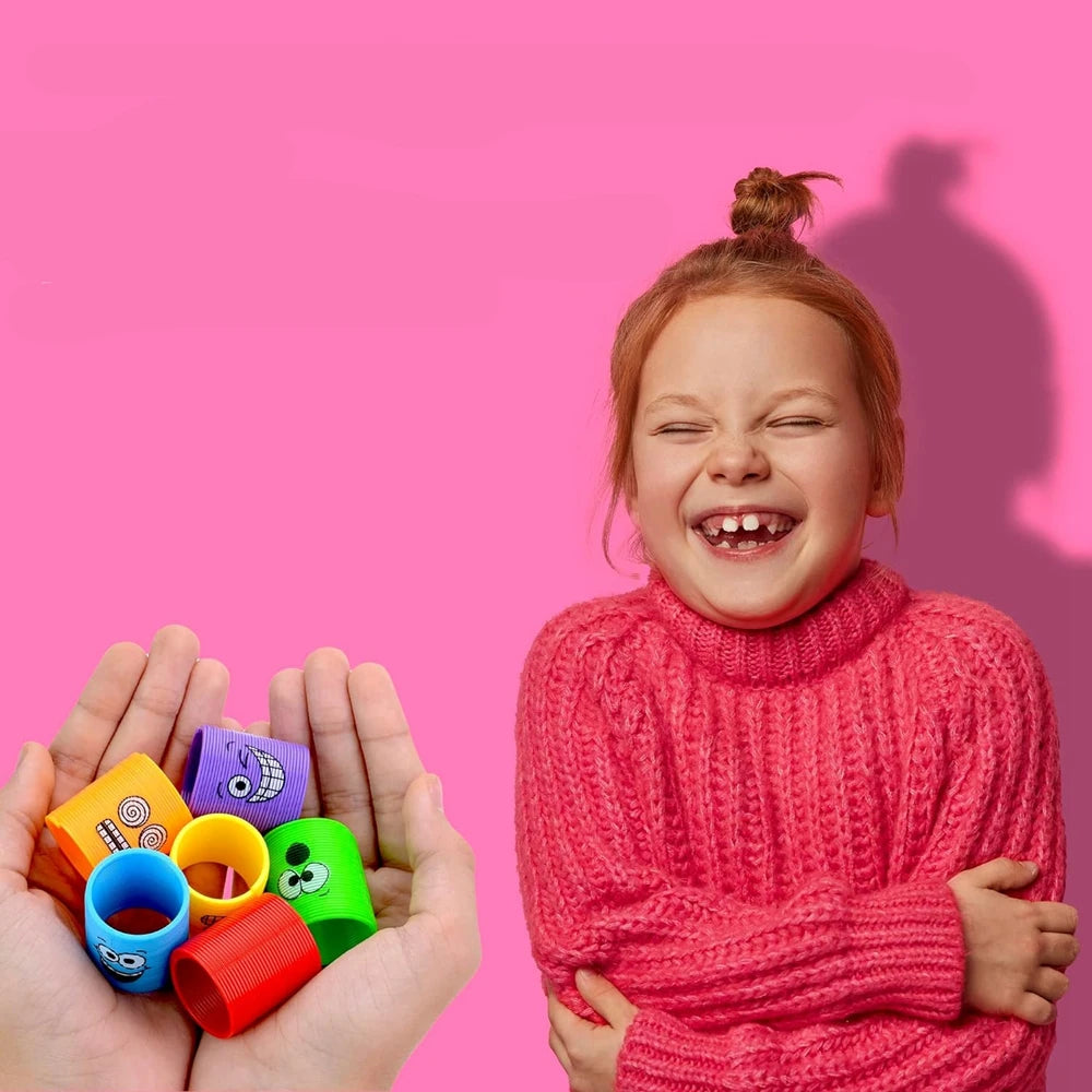 12PCS for Kids Girls Boys Smiling Face Spring Rainbow Magic Fidget Stress Coil Springs Bulk Mini Toys Party Favors Toys Quick Pick Grocers