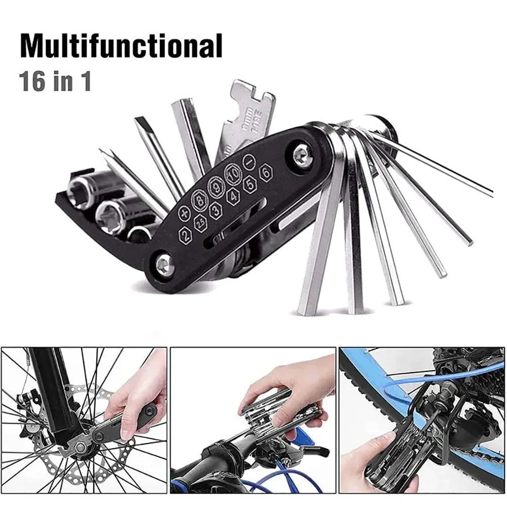 16 in 1 Portable Bicycle Repair Tools Kit Hex Wrench Nut Tire Screwdriver Motorcycle Bicycle Repair Tools Quick Pick Grocers