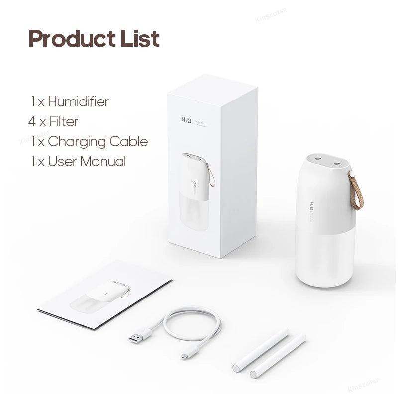 KINSCOTER Ultrasonic Air Humidifier 300ml 2000mAh Battery USB Sprayer Diffuser Releases Smooth Water Mists for Home Office Quick Pick Grocers