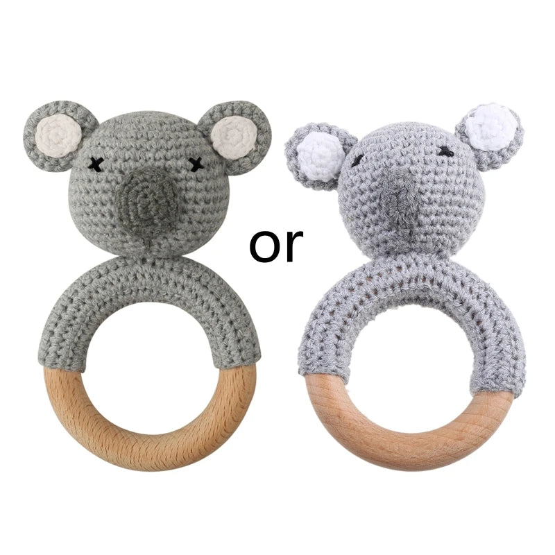 BPA Free Baby Wooden Teether Crochet Cartoon Baby Rattle Toys Wooden Ring Rodent Toys Mobile Gym Kids Newborn Educational Toys Purest Peak