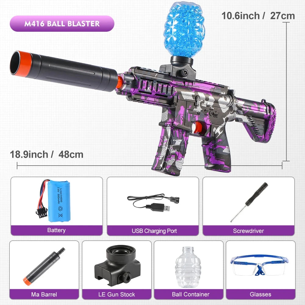 M416 Electric Ball Blaster Toy Gun - High-Speed, Metallic Finish, Rechargeable - Halloween Thanksgiving Gift(Bullets Excluded) Econic Blanks