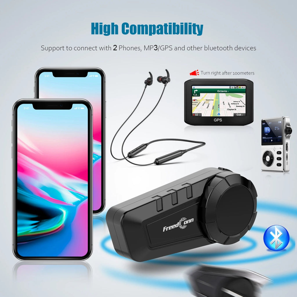 Freedconn KY Pro Motorcycle Intercom Bluetooth helmet Headset Motorbike 6 Riders 1000M Moto Group Waterproof Interphone Quick Pick Grocers