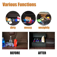 Car Trunk Organizer Box, Large Capacity, Auto Multiuse Tools, Storage Bag, Stowing, Tidying, Leather, Folding for Emergency Quick Pick Grocers