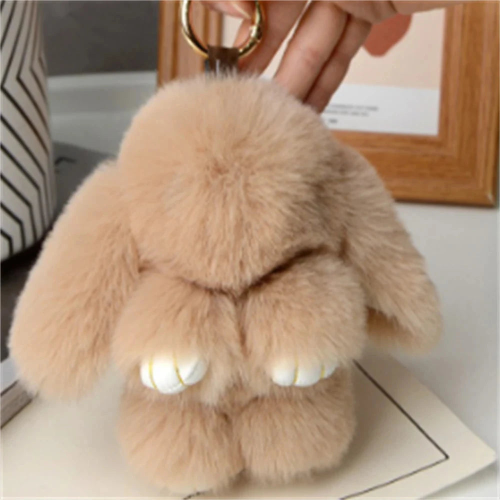 15cm Rabbit Fur Keychain Women Bag Car Key chain Pendant Decoration Jewelry Bags Hangings Accessories Gifts Econic Blanks