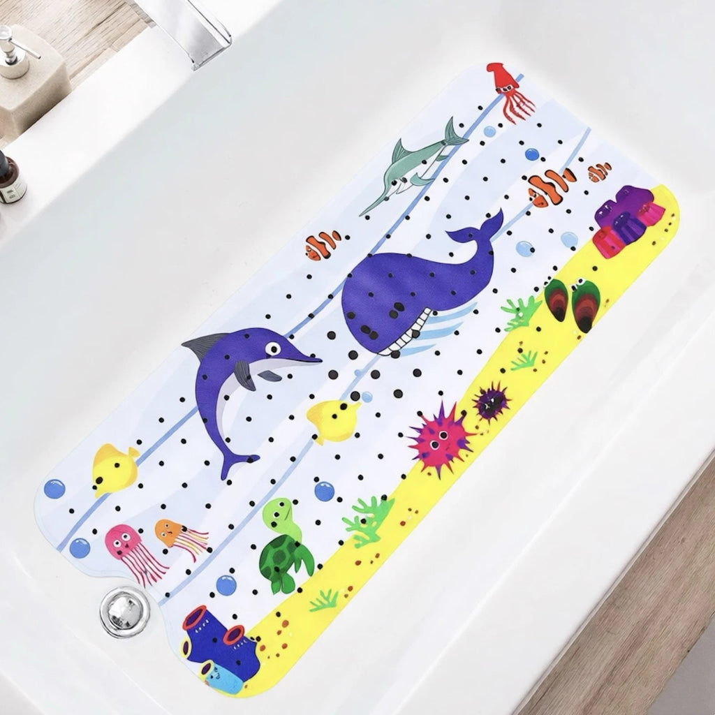 1pc Cartoon Extra Long Bathtub Mat 40x100cm Non Slip Bath Mat for Bathroom Tubs Shower Mats with Suction Cups & Drain Holes Quick Pick Grocers