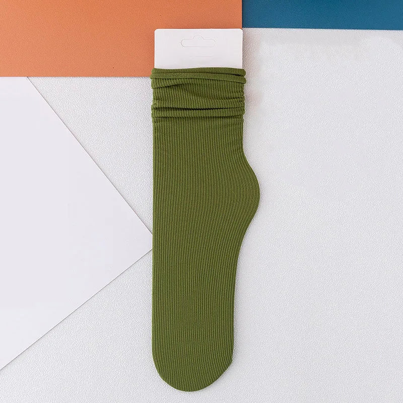 INS Women Girls Summer Thin Long Socks Ice Velvet Soft Breathable Pile of Socks Solid Black White Beige Harajuku High Tube Socks Quick Pick Grocers