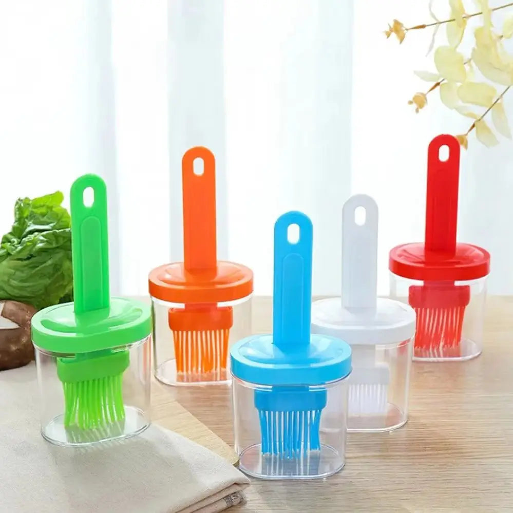 LeMeenQ Silicone Oil Cruet Oil Brush With Bottle Brush, Portable Oil Brushes Liquid Oil Pastry Kitchen Baking Tool, for BBQ Quick Pick Grocers