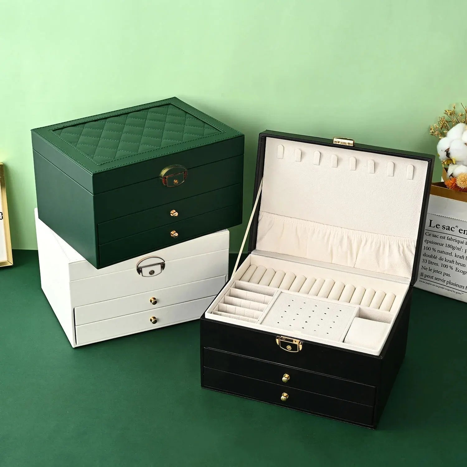 High-End Multi-Layer Drawer-Type Jewelry Box Household Large Capacity Earring Storage Organizer with Oxidation Finish Purest Peak