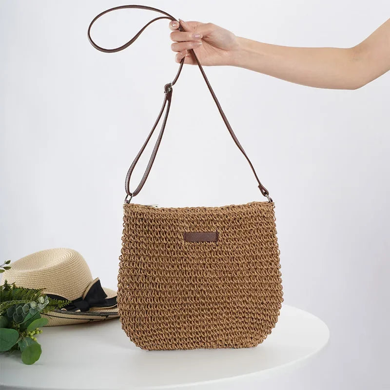 Elegant Light Paper Rope Bag - Bohemian Handmade Style, Hot-Selling Beach/Casual Bag (Crossbody & Shoulder Tote) Quick Pick Grocers