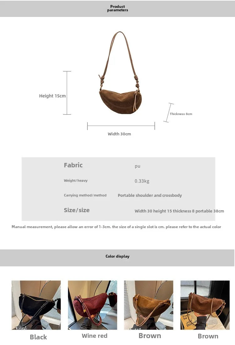 Faux Suede Super Popular Niche Suede Shoulder Bag for Women 2025 Hot Sale Single Crossbody Bags Underarm Dumpling Sweet Bags Quick Pick Grocers