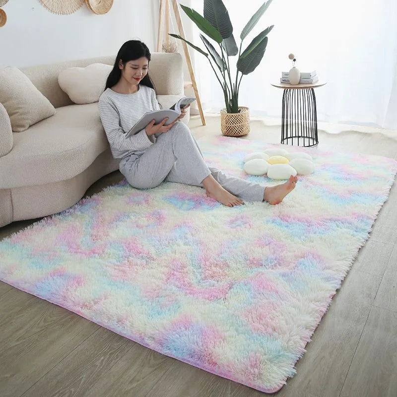 Kids Carpet Girl Rainbow Colors Carpets For Living Room Large Push Soft Bedroom Rugs Bedside Children's Room Floor Cute Mats Quick Pick Grocers