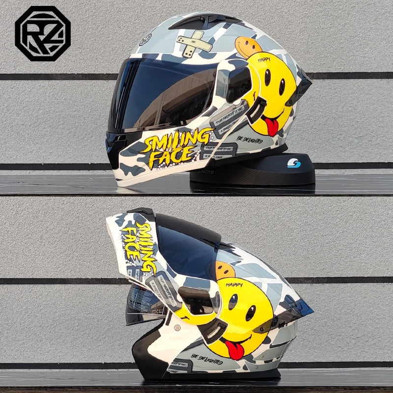 ORZ Personalised Motorcycle Full Face Helmet Men Women Fashion Dual Lens Helmets Motocross Racing Modular Flip Up Casco Moto Quick Pick Grocers