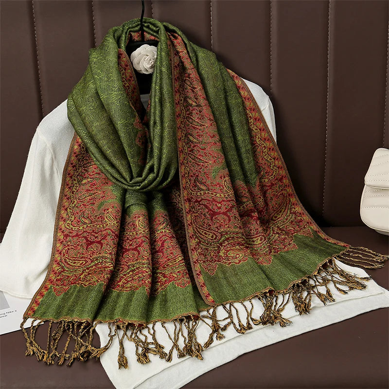 Luxury Brand Autumn Cashmere Pashmina Shawl Lady Wrap Warm Winter Scarves Design Print Female Foulard Cotton Stoles Scarf 2023 Quick Pick Grocers