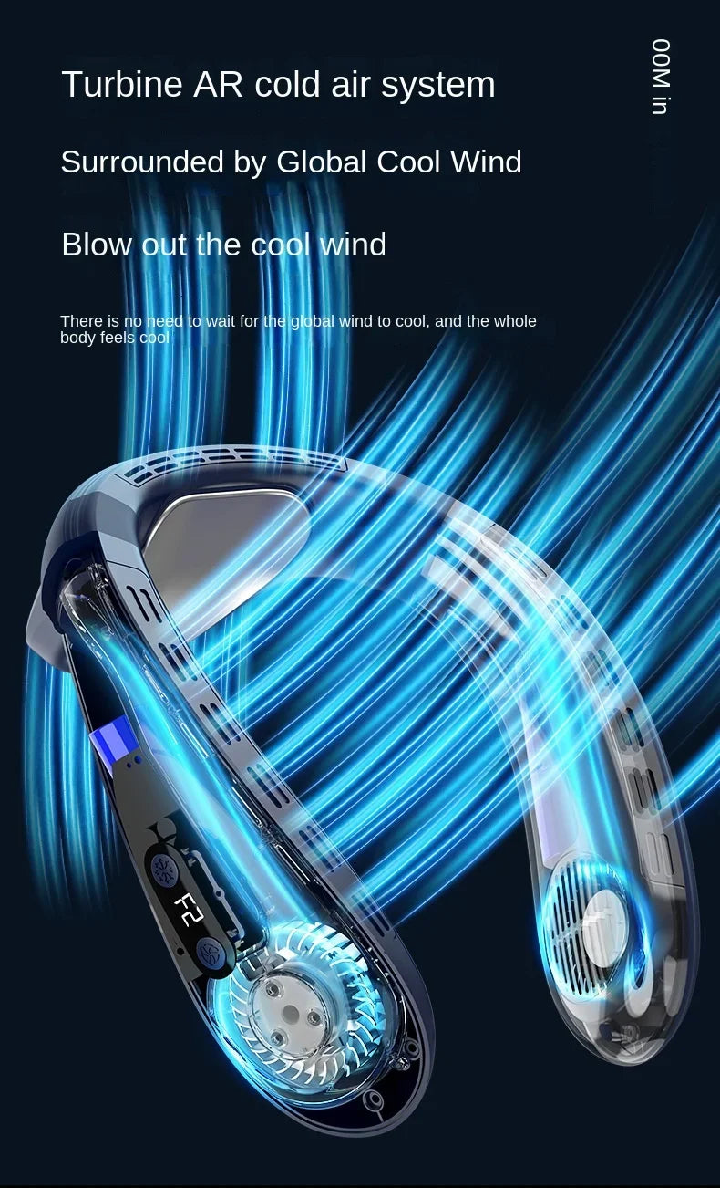 New Portable Neck Fan 5200mAh Neck Air Conditioner Rechargeable Semiconductor Cooling Fan Outdoor Personal Fan Wearable Cooler Quick Pick Grocers