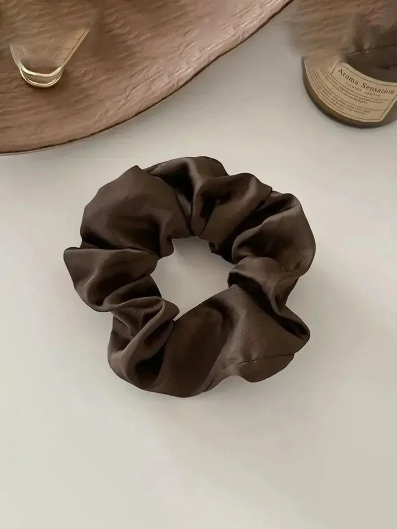 1/3PCS Vintage Silk Hair Scrunchies Elastic Hair Bands Solid Color Women Girls Headwear Ponytail Ties Rope Hair Accessories Quick Pick Grocers