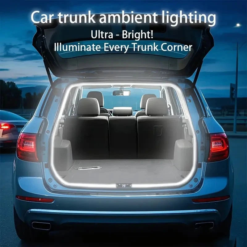 LED Car Trunk Light Strip Automatic On/Off Sensor Ambient Light Bar Waterproof Concealed Installation for Auto Decor Accessories Econic Blanks