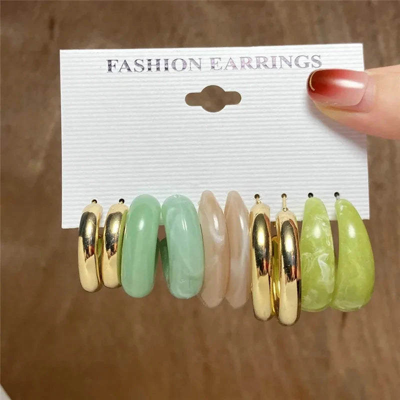 Modyle Gold Color Dangle Earrings Set Butterfly Acrylic Hollow Drop Earrings for Women Heart Hoop Earring Fashion Jewelry Gifts Econic Blanks