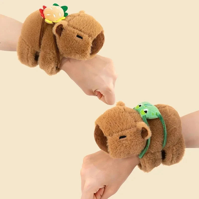 Lovely Capybara Animal Slap Snap Wrap Wristband Bracelet Plush Stuffed Animal Kawaii Capybara Hand Ring Wristband Kid Funny Toys Econic Blanks